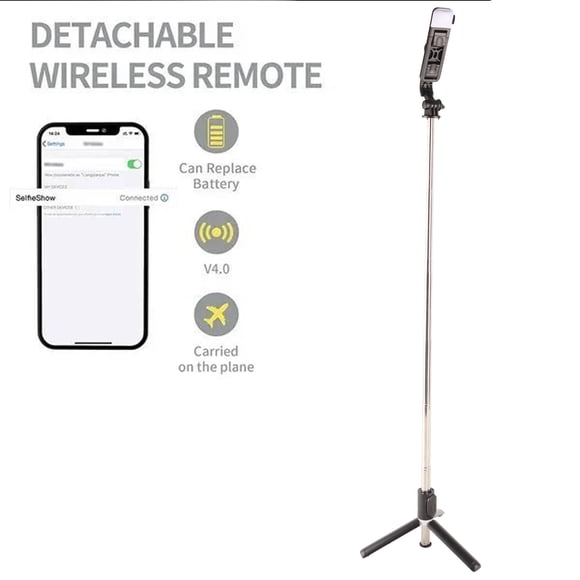 Estabilizador de palo de Selfie NikouMX trípode inalámbrico para cámara Bluetooth 6 en 1 color Negro