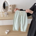 thumbnail image 2 of LIJCC Toddler Baby Girls Cotton Linen Striped Pants Spring Summer Breathable Straight Wide Leg Mosquito Proof Pants(Green,12-18 Months), 2 of 7