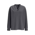 thumbnail image 5 of ICHUANYI Women's V Neck Solid Tops Casual Long Sleeve Pullover Fashion Solid Color Long-sleeved V-neck Pullover Top, 5 of 8
