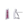thumbnail image 2 of 14k White Gold Ruby and Diamond Euro Back Earring, 2 of 3