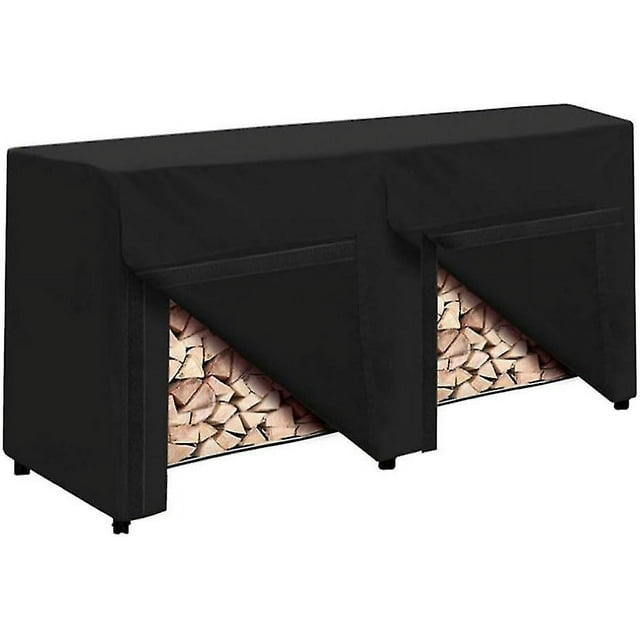 Ensemble de Porte-Bûches et Housse de Bois de Chauffage 8 Pieds, Support de Bûches Extérieur Imperméable, Empileur Robuste pour Cheminée, Pile de Bois de Chauffage en Acier pour Rangement de Bûches de Patio