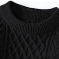 thumbnail image 5 of Men's Crew Neck Cable Knit Sweater Long Sleeve Relaxed Fit Pullover Thick Knitwear Casual Tops for Fall Winter Daily Wear Black 4XL, 5 of 6
