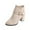 Beige, variant on WRKEKC Womens Boots Ankle Booties Solid Round Toe Side Zipper Belt Buckle Thick Heel Mid Heel Short Boots for Ladies