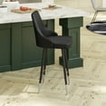 thumbnail image 3 of Emma + Oliver Set of Two Modern Counter Height Black Faux Leather Upholstered Dining Stools with Chrome Accented Metal Frames and Footrests, 3 of 13