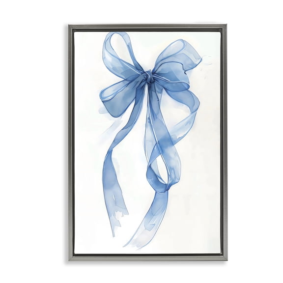 Stupell Industries Glam Wispy Blue Bow Watercolor Gray Floating Frame Canvas Art, 21 x 31, by LSR Design Studio