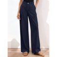 thumbnail image 6 of Women Wide Leg Pants High Waisted Spring Business Casual Outfits Trousers Palazzo Pants Pockets Navy Blue S, 6 of 7