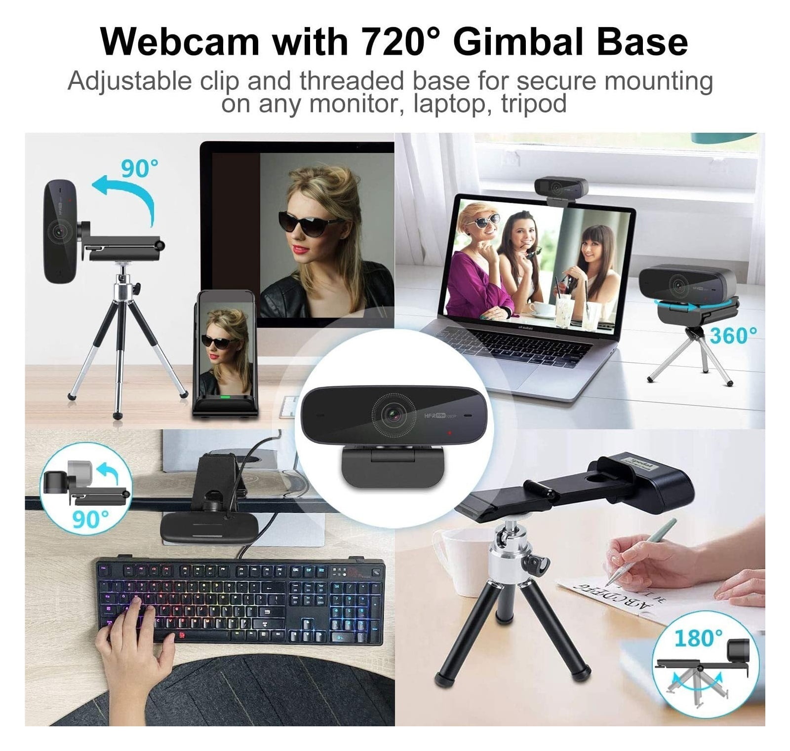 1080p 60Fps Auto Focus Webcam Full HD USB Camera Stream With Microphones For Conferencing, Live Streaming, Recording ,Full Clarity