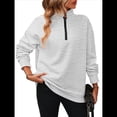 thumbnail image 3 of Sudaderas de Gran Tamaño para Mujer, Suéteres de Otoño, Sudaderas con Capucha de Moda, Jersey con Media Cremallera, Camisas de Larga, Ropa Gris XL, 3 of 10