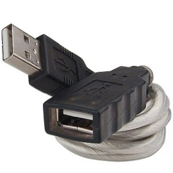30in (2.5 Foot) USB A (M) to A (F) Extension Cable (Black, Silver)