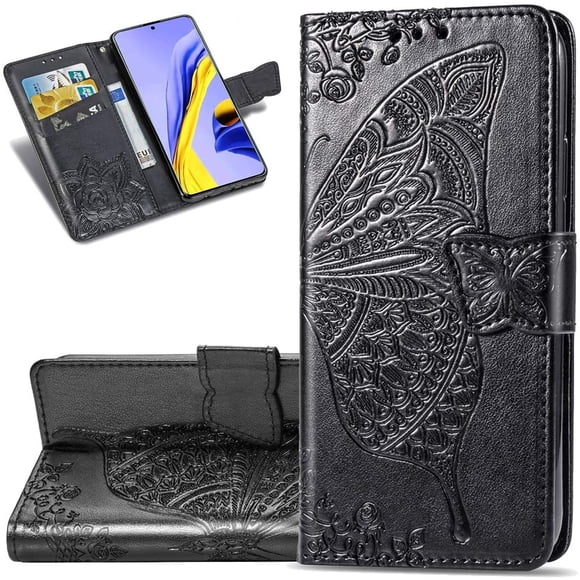 COTDINFORCA Étui pour Samsung Galaxy A51, Galaxy M40S Étui Embossé Papillon Flip Ensemble Carte Portefeuille en Cuir PU