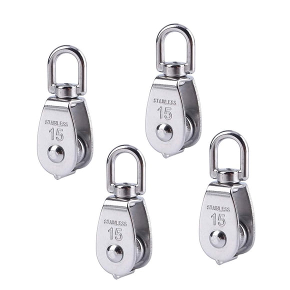 Complete Stainless Steel Pulley System, 4-Piece Kit For Heavy-Duty Applications, Industrial-Grade, Smooth Rotation Bearings, Corrosion Resistant, Guaranteed Satisfaction Policy