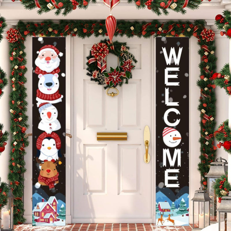 2019 Merry Christmas Porch Banner Christmas Outdoor For Home Hanging Decor 