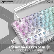 XINMENG X75 Hot Swappable Wired Mechanical Keyboard with Keycap & Switch Puller, White