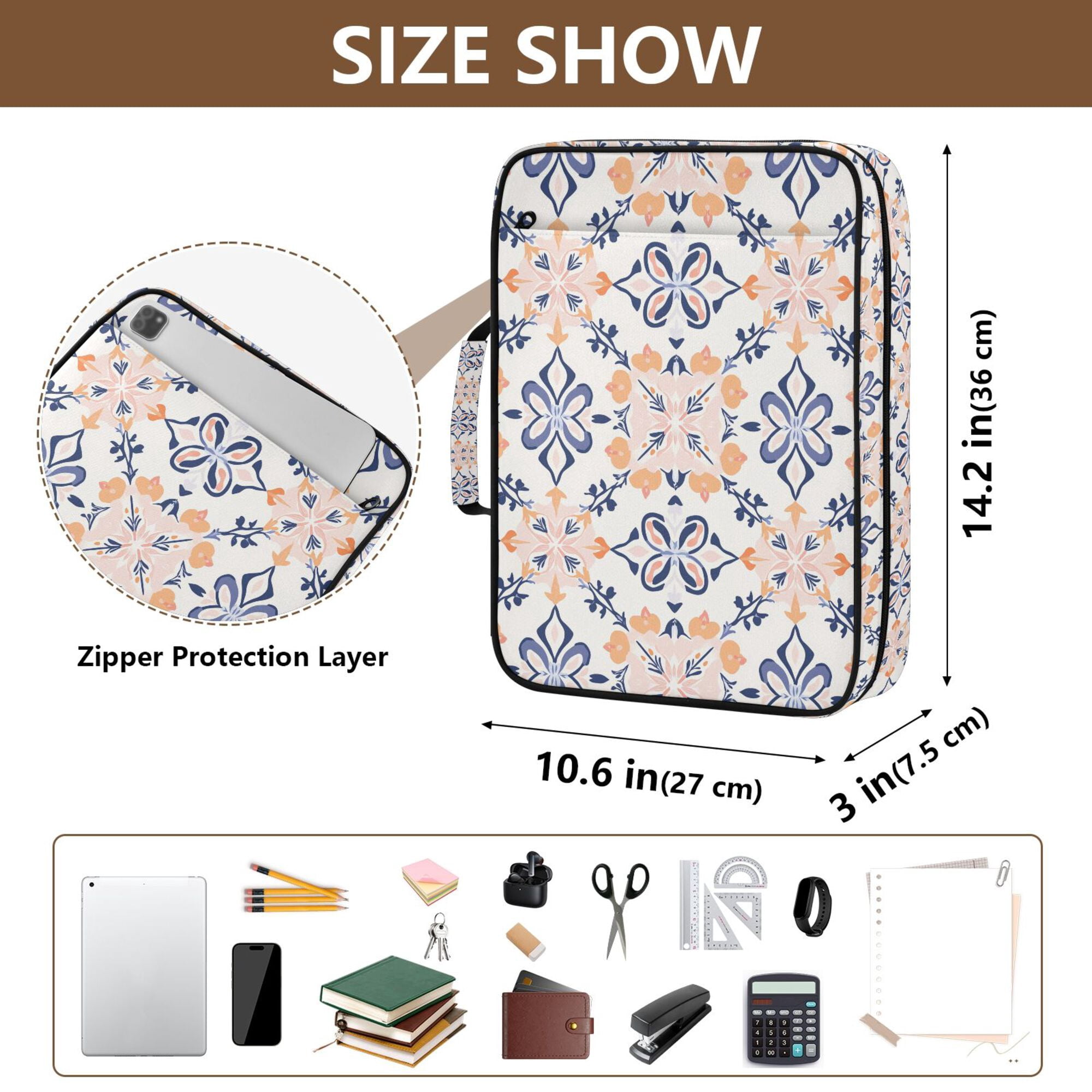 FORMRS Accordion File Folder A4 Size 7-Pocket Expanding Document Organizer Bag with 3 Ring Binder, Colorful Abstract Pattern