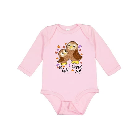 

Inktastic My Gigi Loves Me- Cute Owl Family Gift Baby Boy or Baby Girl Long Sleeve Bodysuit
