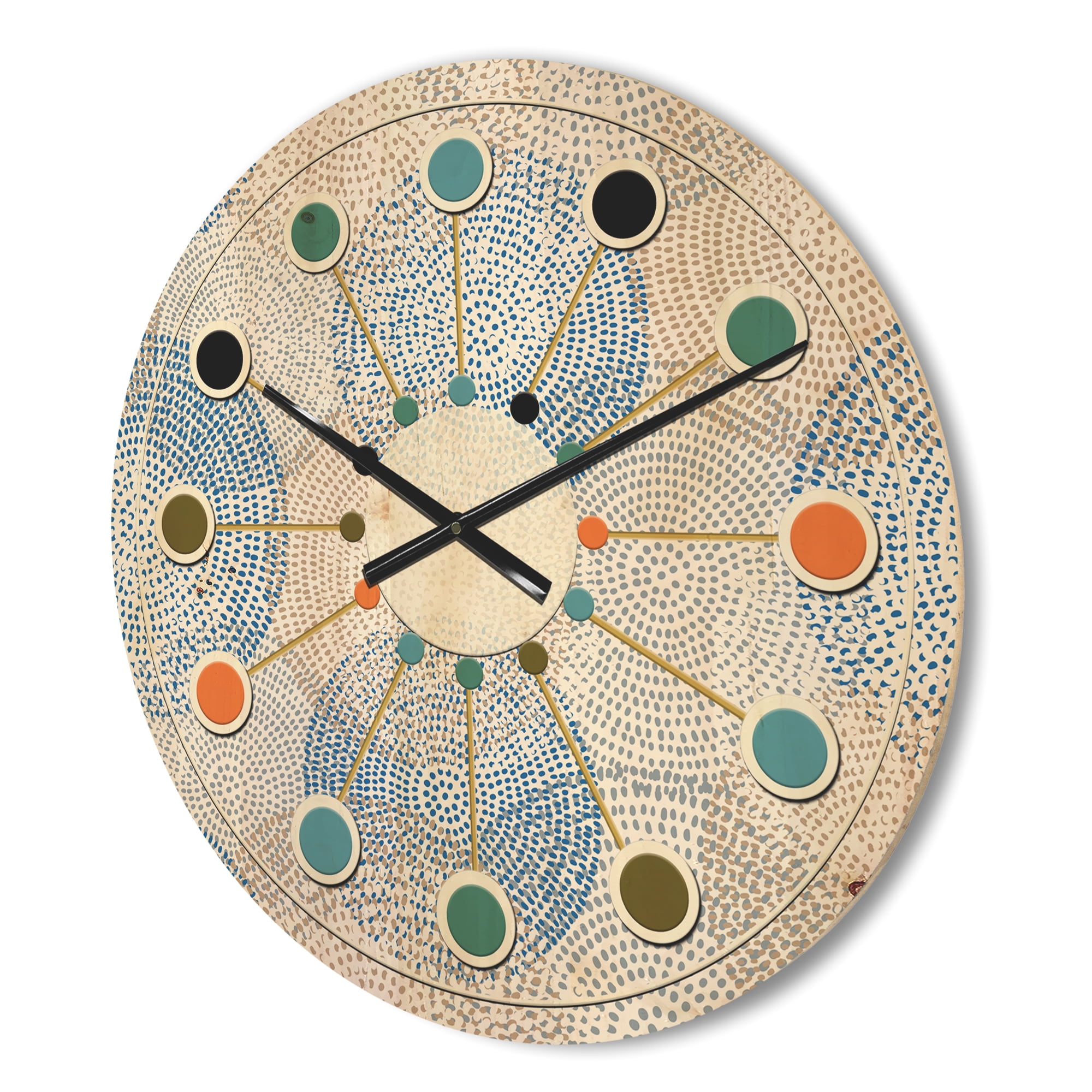 Designart 'Abstract Retro Design Pattern I' Mid-Century Modern Wood Wall Clock