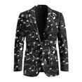 thumbnail image 5 of HELLHERO Polyester Business Suit Blazer Jacket Top for Casual Prom, Solid Regular Fit Men's Suit Jacket, Music, 5 of 8