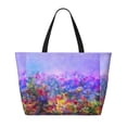 thumbnail image 2 of Gaeub Colorful Purple Cosmos Flower Print Beach Bag,Large Tote Bag,Waterproof Sandproof Women Tote Bag,Pool Bag with Zipper for Gym Grocery Travel, 2 of 7