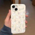 thumbnail image 2 of Beige Floral Bunny Phone Case for iPhone 12 Pro Max, Cute Korea 3D Rabbit Flower Cartoon Case for Women Girls, 2 of 12
