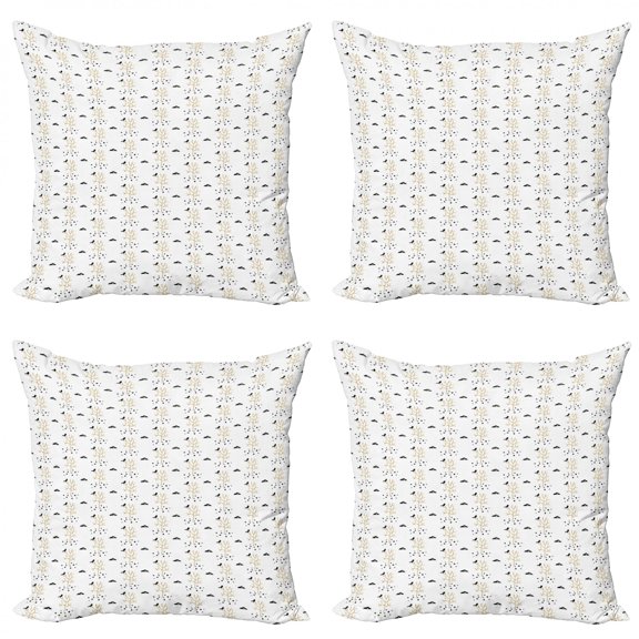 Ambesonne Nature Throw Pillow Cover 4 Pack, Bare Trees and Birds, 24", Multicolor