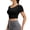 Black, variant on Women Yoga Crop Top Short Sleeve Nylon Blend Crisscross Backless Slim Fit Workout Shirt for Gym Fitness Running Green XL