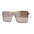 thumbnail image 2 of Mens Luxury Mod Rimless Block Lens Shield Oversize Sunglasses Pink Brown Mirror, 2 of 5