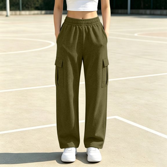 ClodeEU Women Elastic Waist Drawstring Sweatpant with Pocket ,Casual Loose Streetwear Pants ,Women's Plus L