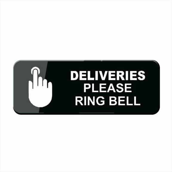 Acrylic Plastic Sign Deliveries Please Ring Bell Entrance Notice Sign 9"X 3" In Sign, Self-Adhesive Acrylic Sign For Door Or Wall Name Plate