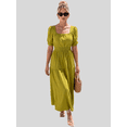 thumbnail image 2 of Vestido Largo para Mujer Vestido Midi Casual con Manga Corta Abullonada, 2 of 5