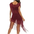 thumbnail image 5 of Women's Crochet Bathing Suit Cover Ups Beach Sexy Swim Dress Sleveless Hollow out Fishnet Swimwear Tassel Cover Ups, 5 of 5