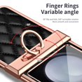 thumbnail image 6 of Decase for Samsung Galaxy Z Flip 5 5G 2023 Phone Stylish Case with Diamond Ring Kickstand,Elegant Luxury PU Leather Plating Bumper Protective Case with Hinge Back Cover for Women Girls,Black, 6 of 6