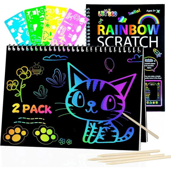 OSLINE Rainbow Scratch Art for Book, Arts and Crafts for Kids Ages 3-10 Girls Boys