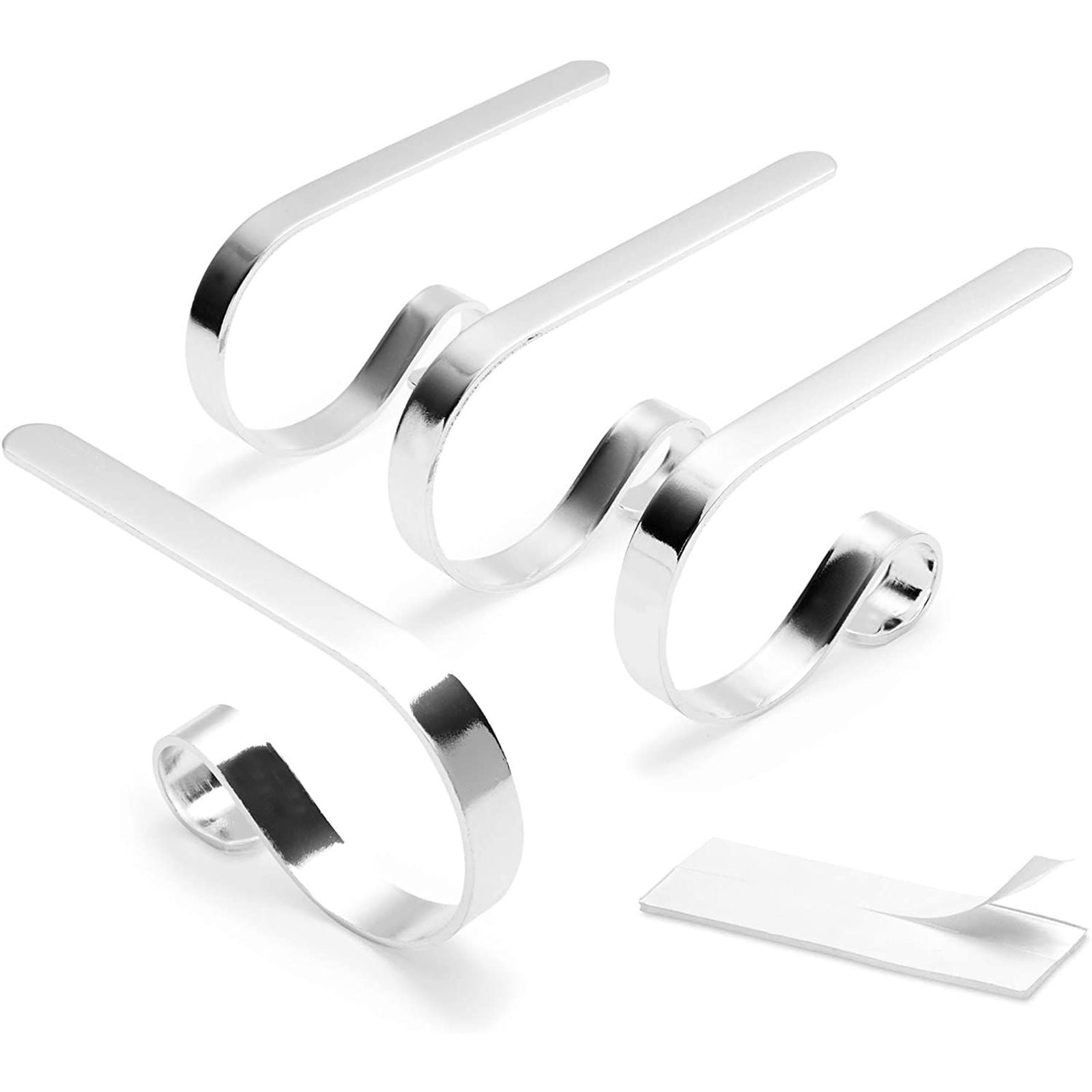 4 Pack Christmas Stocking Holders for Fireplace Mantle, Metal Hook