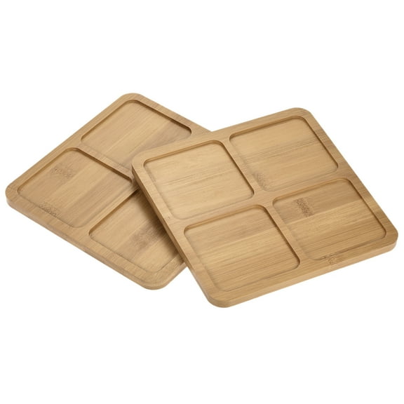 Uxcell 19cm Bamboo Square Lattice Plant Pot Saucer Flower Drip Tray, 2 Pack