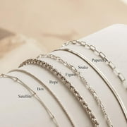 Dainty Silver Bracelets for Women Trendy, 925 Sterling Silver Jewelry Set for Women Bracelets for Women Paperclip Box Herringbone Figaro Rope Chain Bracelet Fashion Pack Gifts for Women Girls
