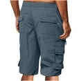 thumbnail image 3 of Mens Shorts Soild Color Elastic Waist Drawstring Cargo Shorts Fashion Casual Summer Athletic Shorts with Multi-Pocket, 3 of 7