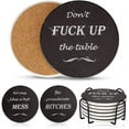 thumbnail image 1 of 6 Pcs Verres Amusants avec Support Marbre Noir Absorbant Rond Cool Tasse en Céramique Cadeau, 1 of 7