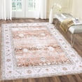 thumbnail image 2 of CAROMIO Persian Area Rug Floral Distressed Carpet Machine Washable Area Rug for Bedroom Living Room Foldable Rug, 6' x 9' Pale Brown, 2 of 4