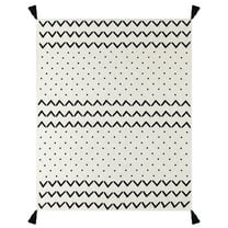 LR Home and Evette Rios Cream and Black Chevron Dot Cotton Throw Blanket, 50" x 60"