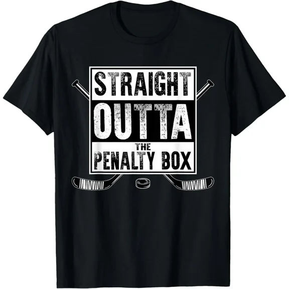 Ice Hockey Player Gift Straight Outta The Penalty Box Sports Design Unisex T-Shirt ,up to size 5XL