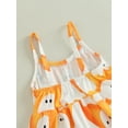 thumbnail image 6 of Bagilaanoe Toddler Baby Girl Halloween Jumpsuit Sleeveless Ghost/Cartoon Cat Pumpkin Print Romper Sling Overalls 1T 2T 3T 4T 5T 6T Kids Long Pants Casual Outfits, 6 of 9
