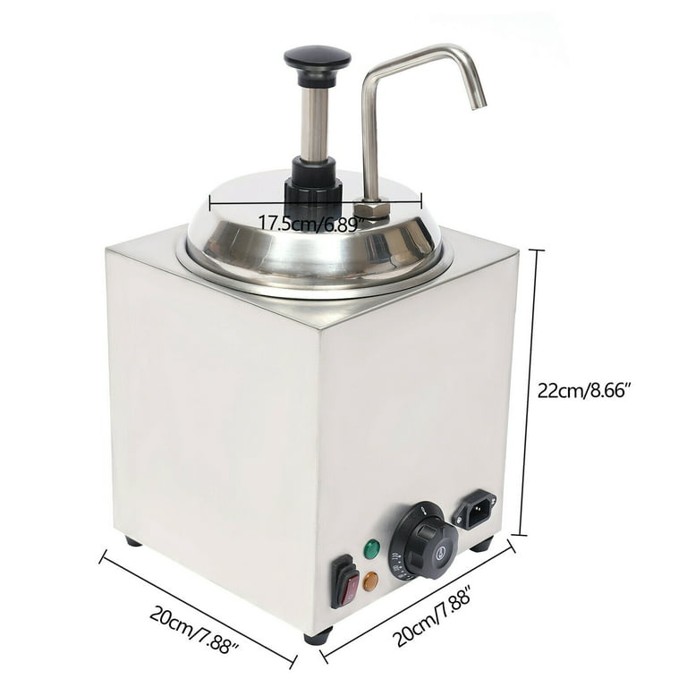 Tfcfl Hot Melted Butter Dispenser Pump Nacho Cheese Warmer Buttery Topping Chili 2.5L, Size: 7.88 x 7.88 x 8.66, Silver