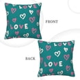 thumbnail image 3 of ZNDUO Square Home Decorative Throw Pillows, Corduroy Green Cartoon Love Graffiti Pattern Couch Pillows, Throw Pillows for Bed, 18"x18", 3 of 8