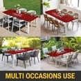 thumbnail image 5 of Red Christmas Table Cloths for 4 Foot Rectangle Tables, Xmas Botanical Ball Bell Patio Waterproof Elastic Fitted Tablecloths, Washable Rectangular Table Cover for Camping, 5 of 8
