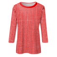 thumbnail image 4 of LISTHA Womens 3/4 Sleeve Tops and Blouses Striped Loose Tunic Tops Crewneck Plus Size Going Out Blouses Spring Casual Shirts Red L, 4 of 5