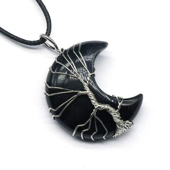 Weiqiqre Mother's Day Gifts Necklaces for Women Crescent Moon Pendant Necklace Tree of Life Wire Wrapped Crystal Necklaces Natural Gemstone Quartz Jewelry for Women Discount