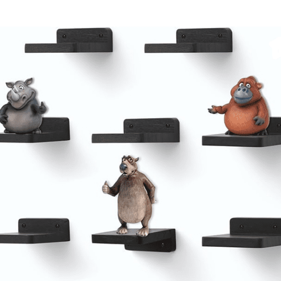 Small Floating Shelf, 4x4 Inch Display Ledges for Wall,Mini Shelves,Rustic Wood Shelf for Bedroom Living Room Bathroom Kitchen (8, Black)