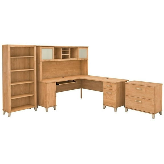 Scranton & Co Furniture Somerset 72W L Desk Office Suite in Maple Cross
