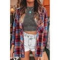 thumbnail image 4 of Plaid Flannel Shirts for Women Loose Fit Boyfriend Button Down Shirt Long Sleeve Casual Flannel Blouse Tops Red M, 4 of 7