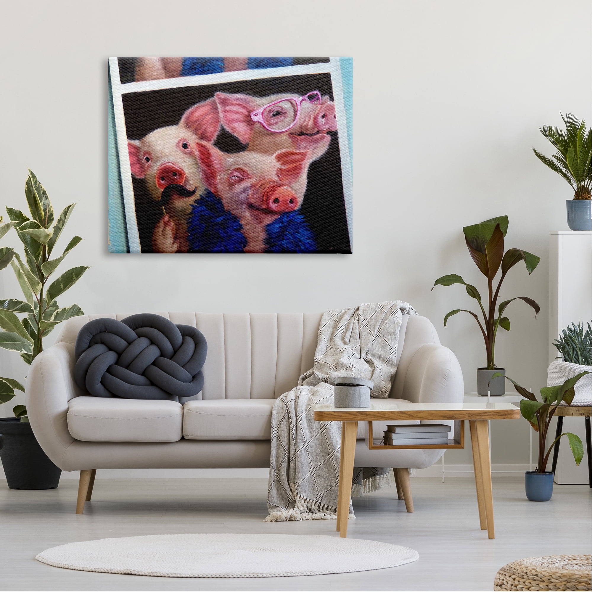 Stupell Industries Three Pigs Triplets Fashion Photo Booth Props Canvas Wall Art, 48 x 36, Design by Lucia Heffernan